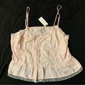 NWT Anthropologie Baby Pink Lace Cami